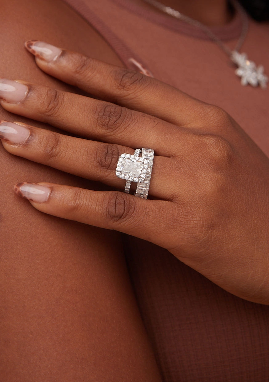 Christine Radiant Cut Lab Grown Diamonds Bride Set in 18K Gold