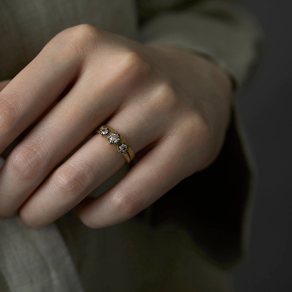 Classic Brown Diamond Triple Hexagon Ring | R8401BR