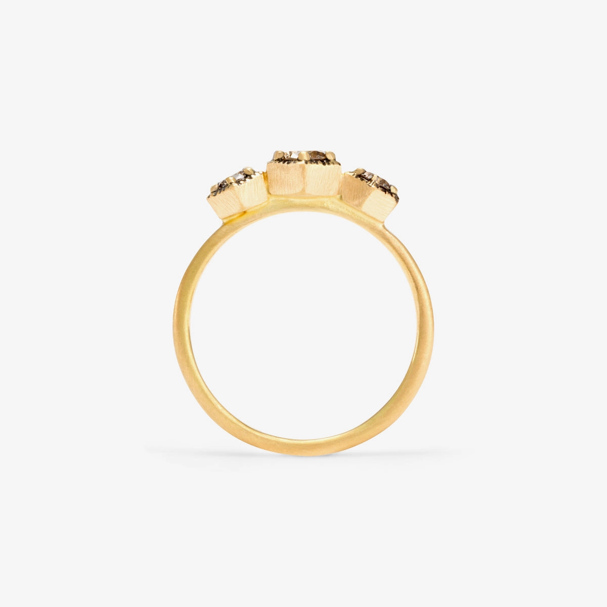 Classic Brown Diamond Triple Hexagon Ring | R8401BR