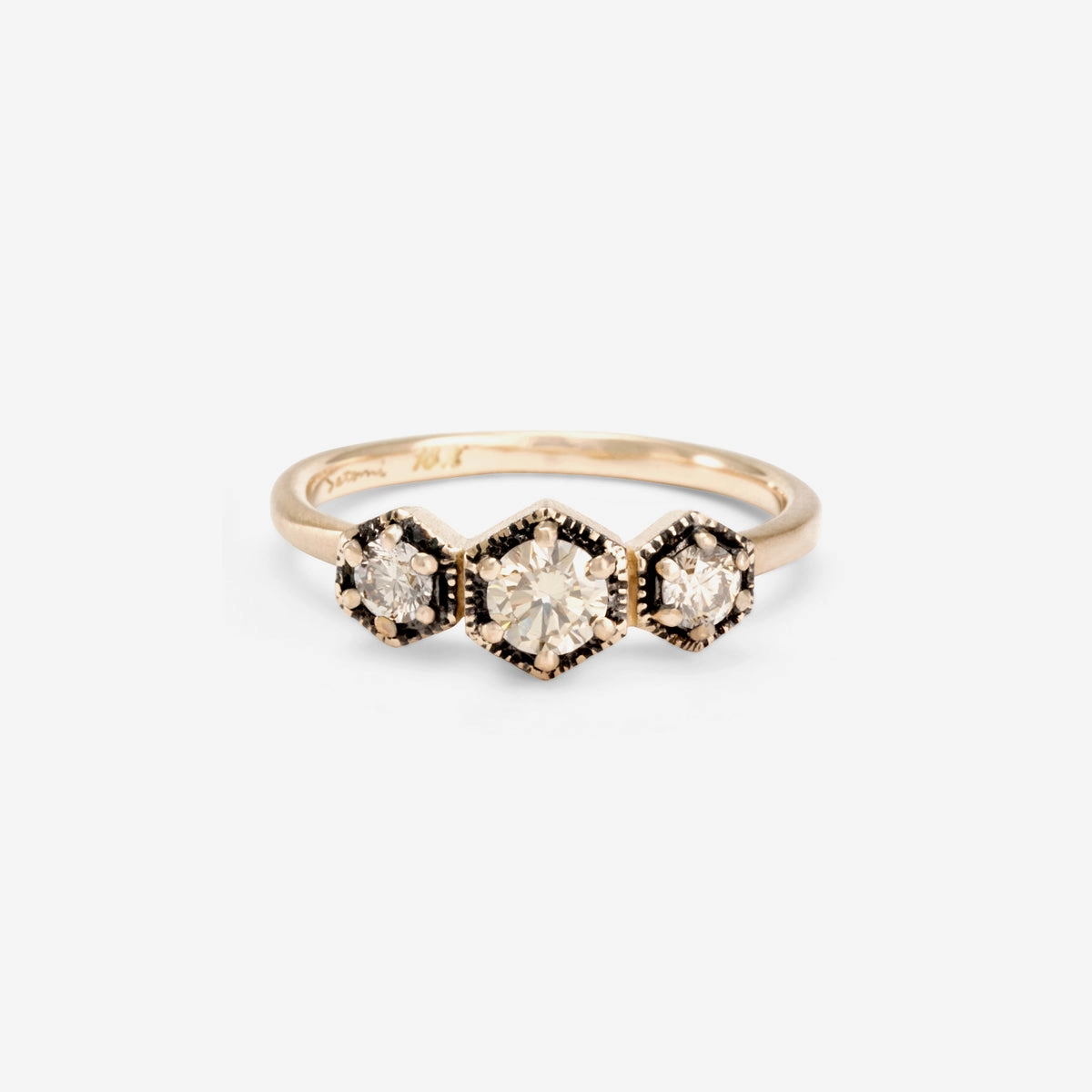 Classic Brown Diamond Triple Hexagon Ring | R8401BR
