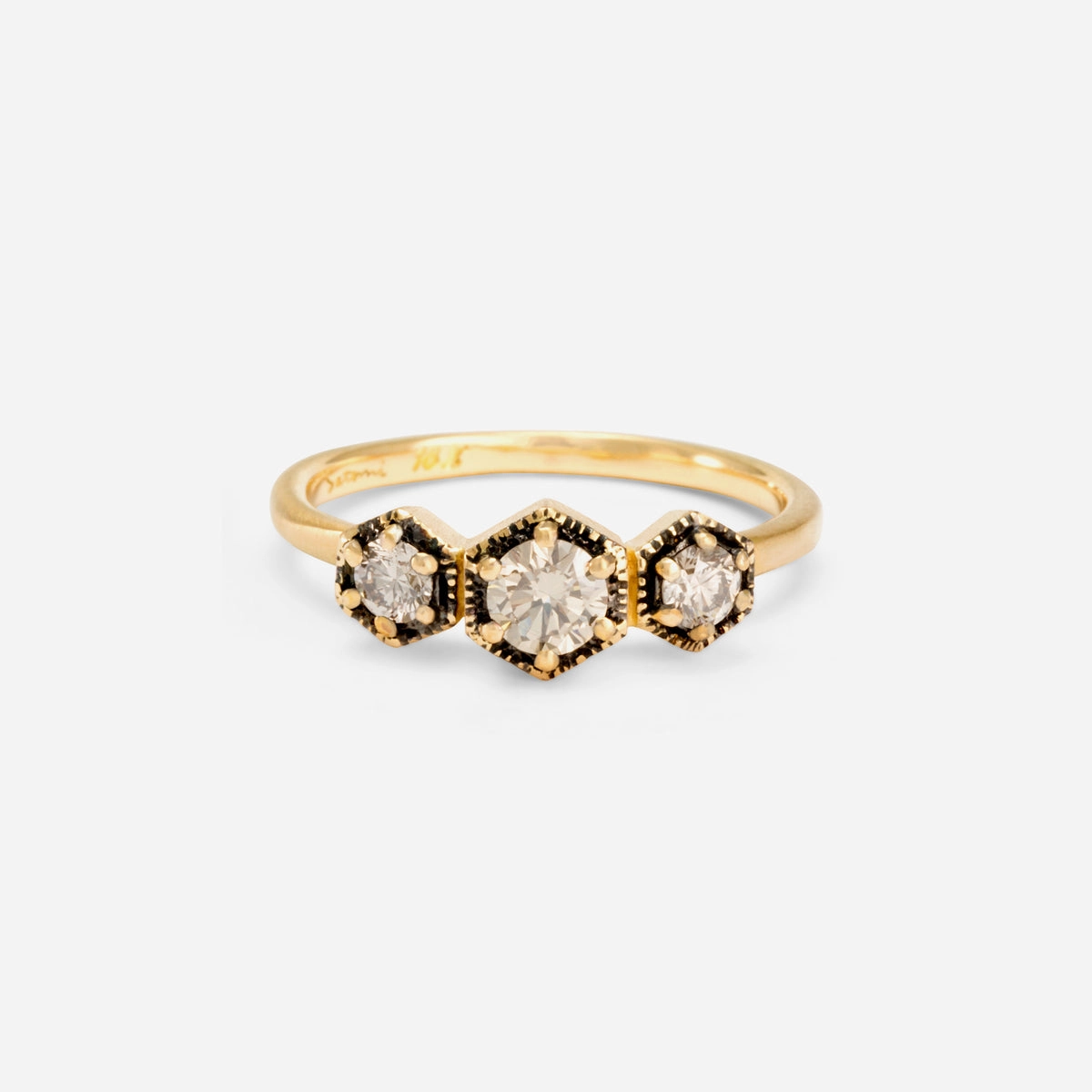 Classic Brown Diamond Triple Hexagon Ring | R8401BR