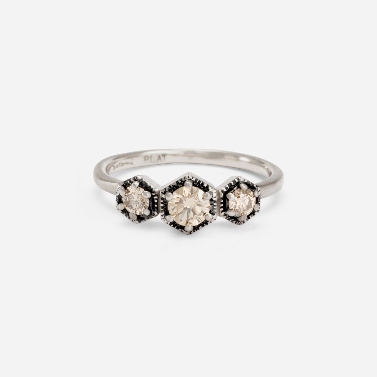 Classic Brown Diamond Triple Hexagon Ring | R8401BR
