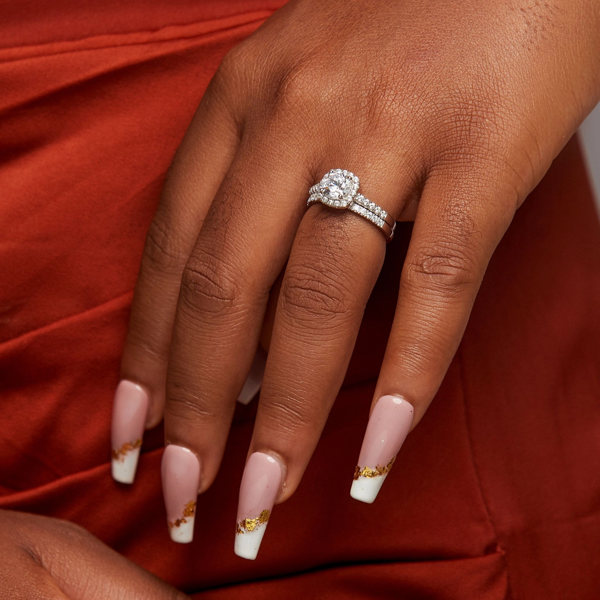 Classic Cushion Cut Moissanite Bride set in 925 Sterling Silver