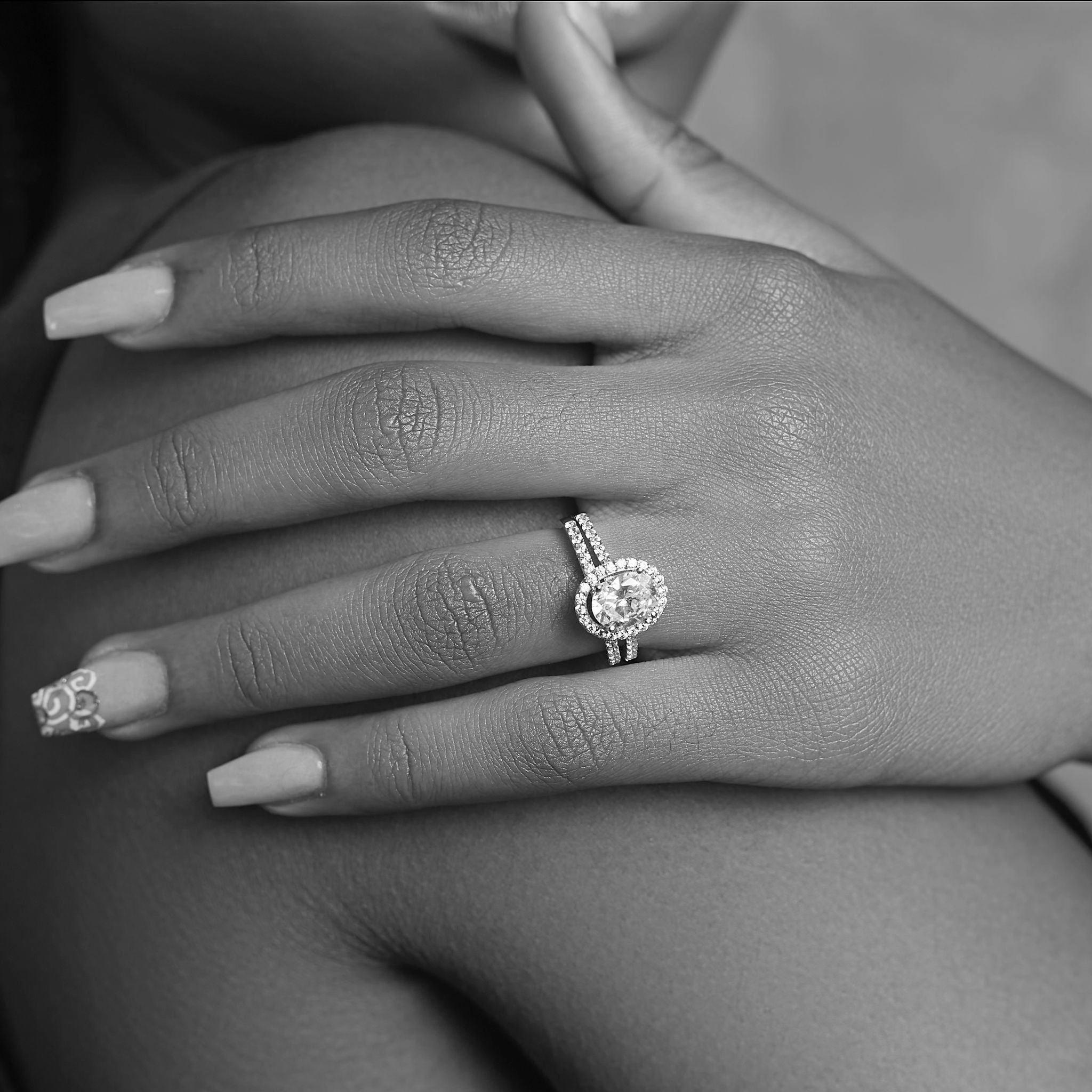 Classic Oval Cut CZ Bride Set in 925 Sterling Silver