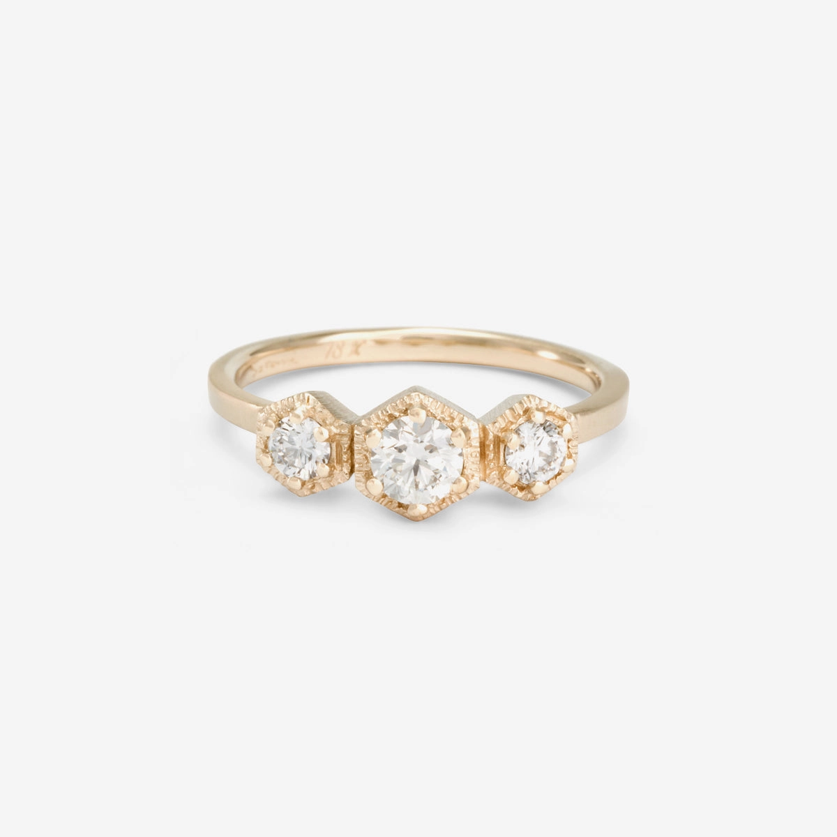 Classic White Diamond Triple Hexagon Ring | R8401W