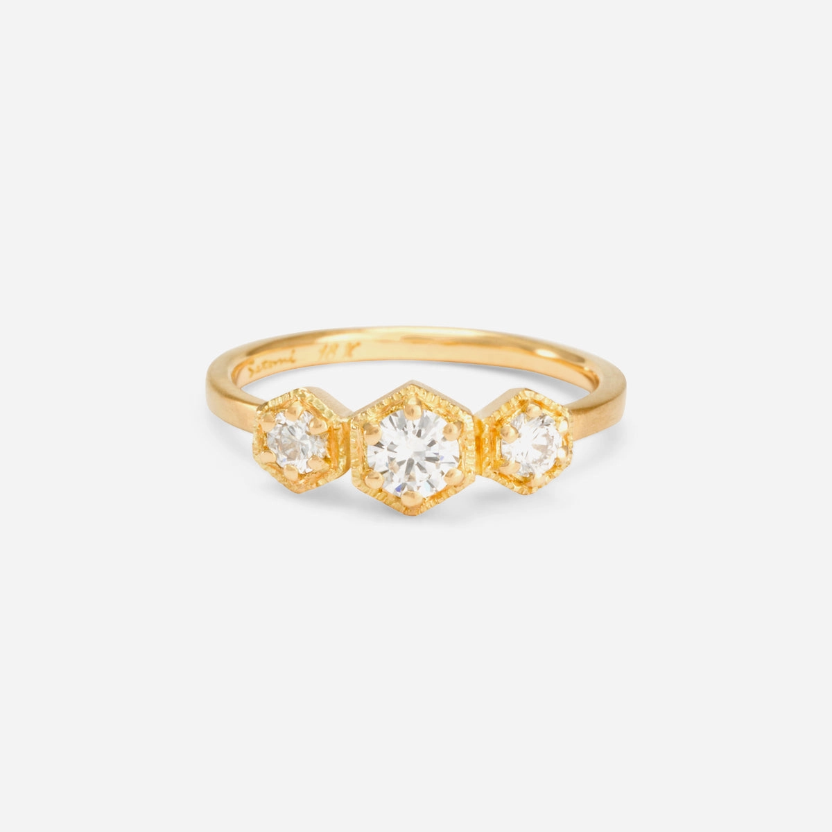 Classic White Diamond Triple Hexagon Ring | R8401W