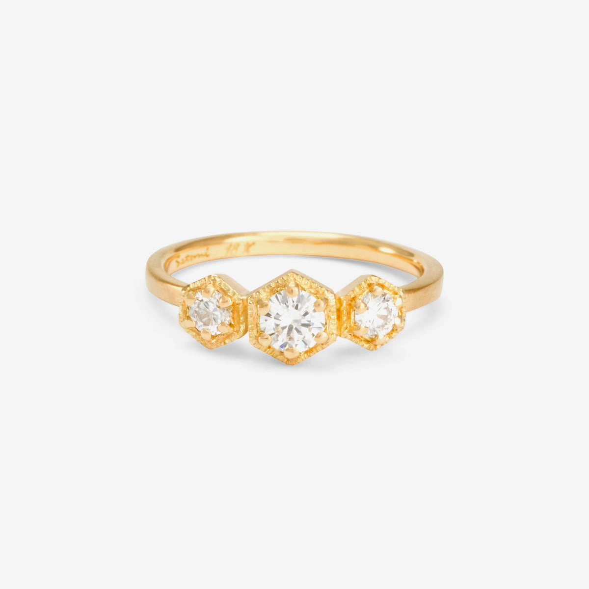 Classic White Diamond Triple Hexagon Ring | R8401W