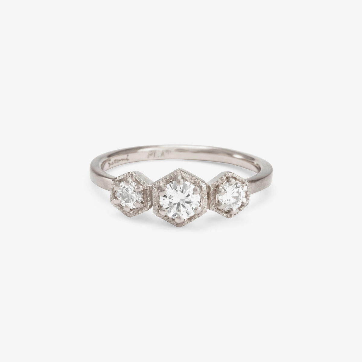 Classic White Diamond Triple Hexagon Ring | R8401W