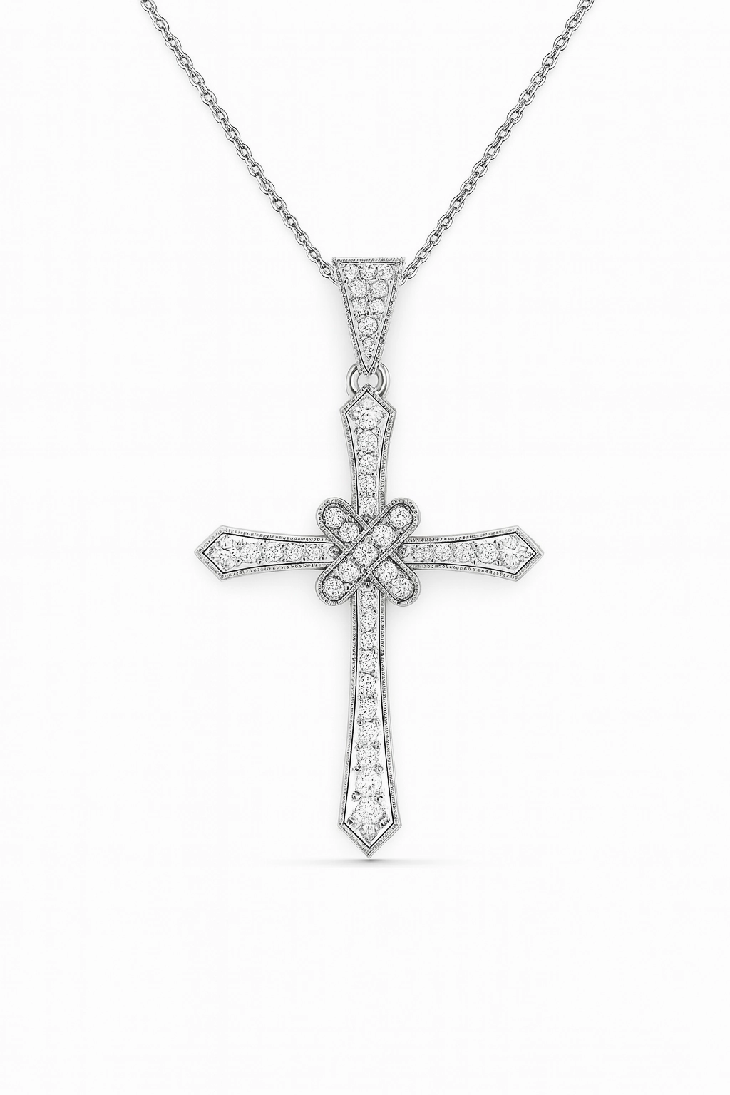 Criss Cross Moissanite Necklace in 925 Sterling Silver