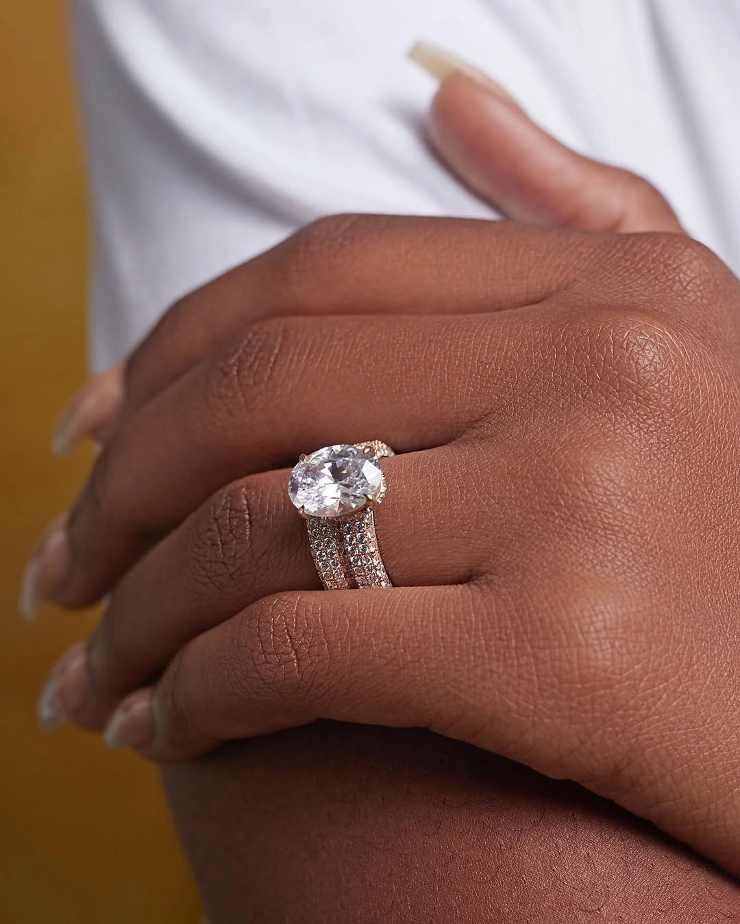 Crystal Oval Cut CZ Bride Set in 18K Gold