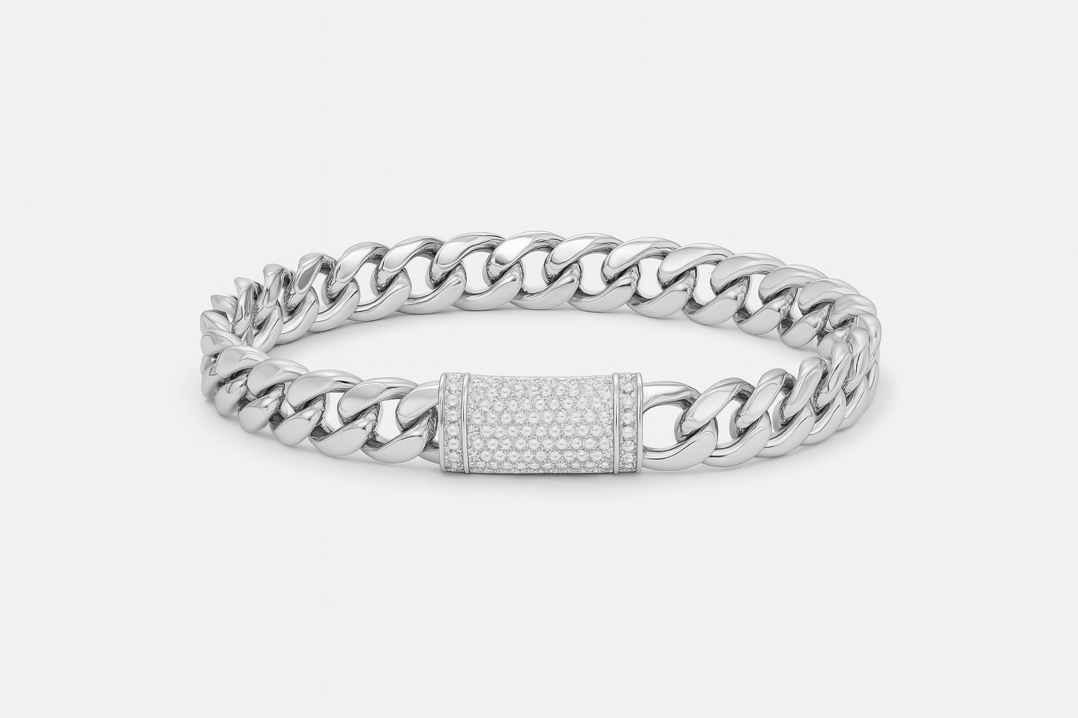 Cuban Link Moissanite Bracelet in 925 Sterling Silver