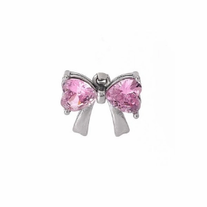 Dazzling Pink Diamond Bow Necklace Charm
