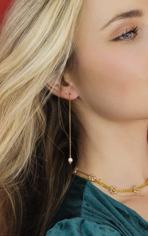 Delicate Pearl Drop Earrings