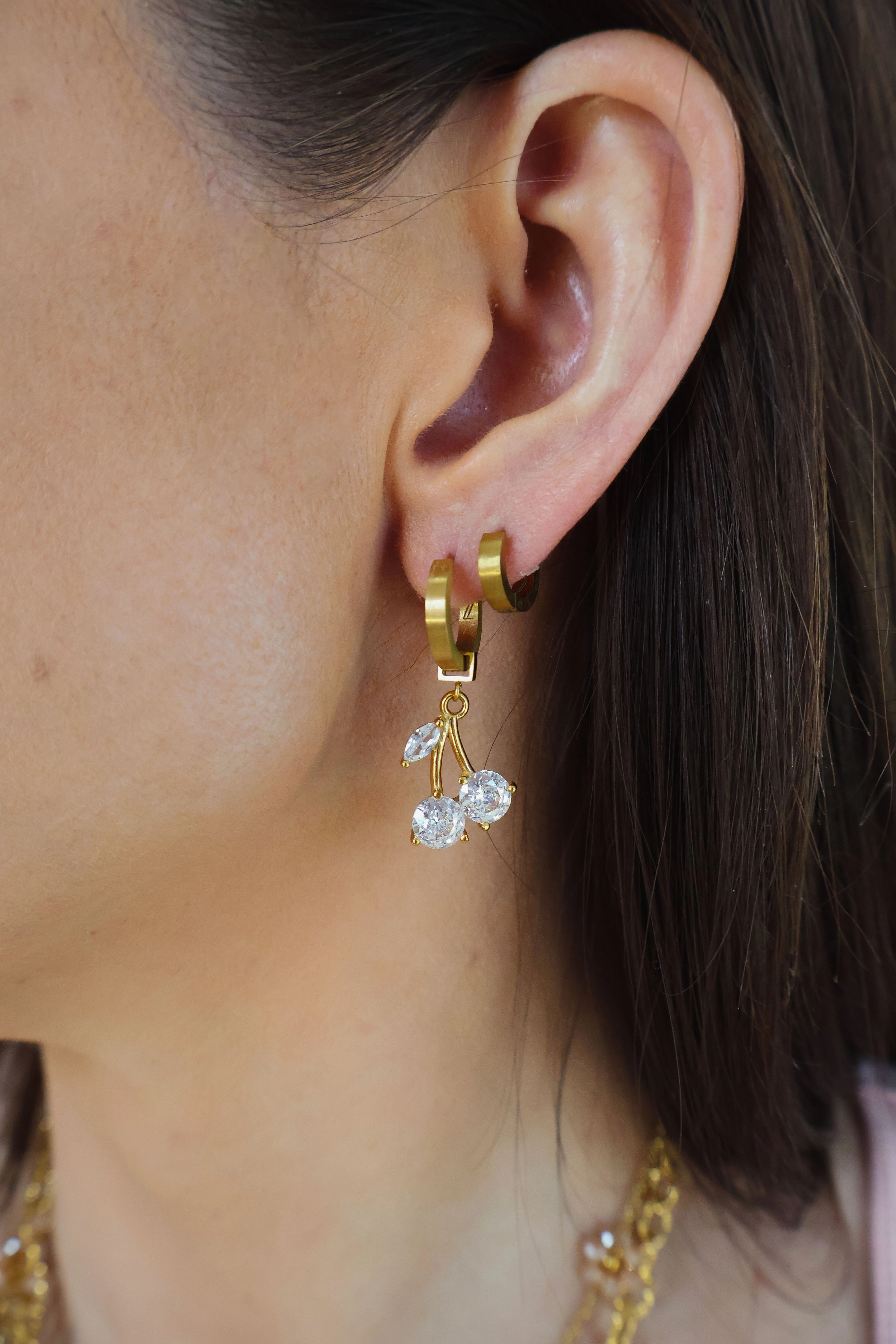 Diamond Cherry Charm Gold