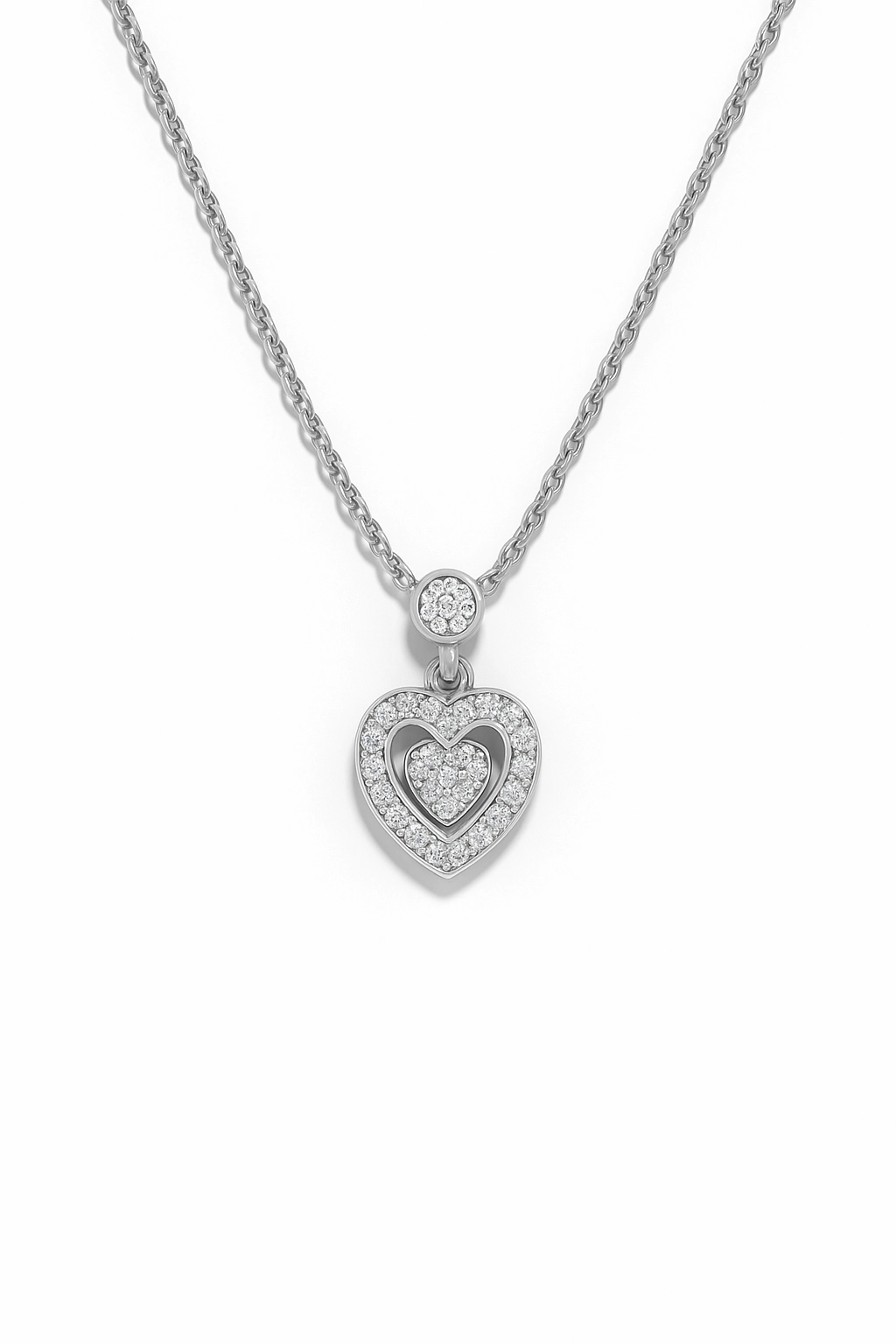 Drop Heart Moissanite Necklace in 925 Sterling Silver
