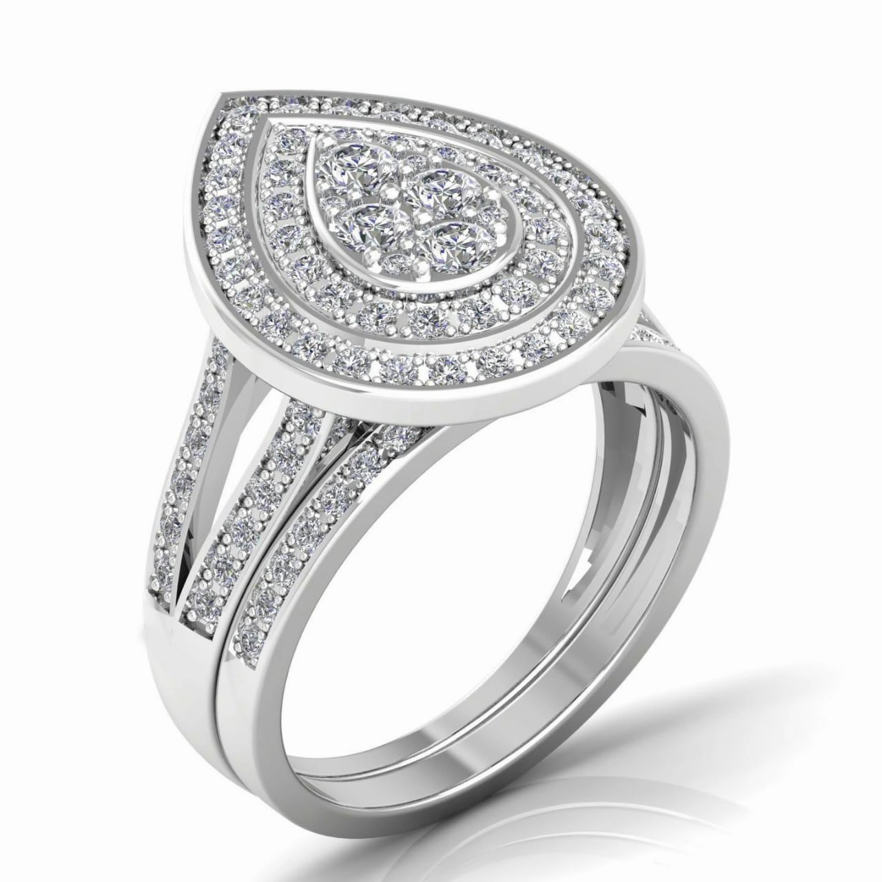 Ego Pear Cut Moissanite Cluster Bride Set in 10K Gold