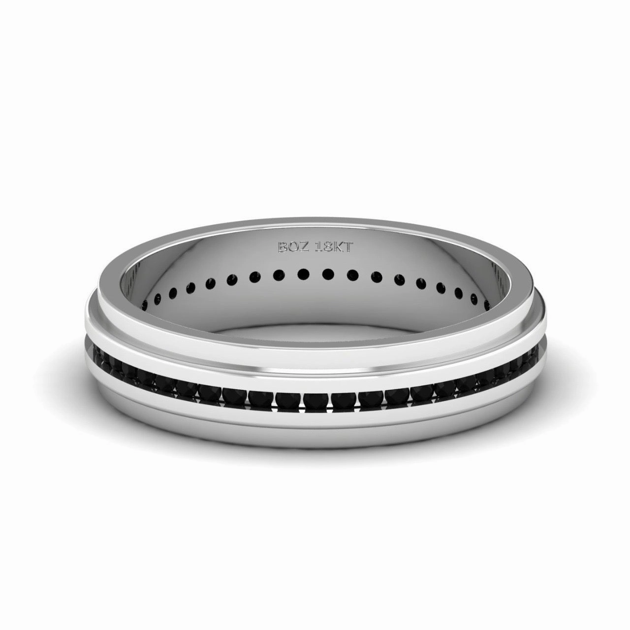 Emma 4mm Black Natural Diamond Band in 18K Gold