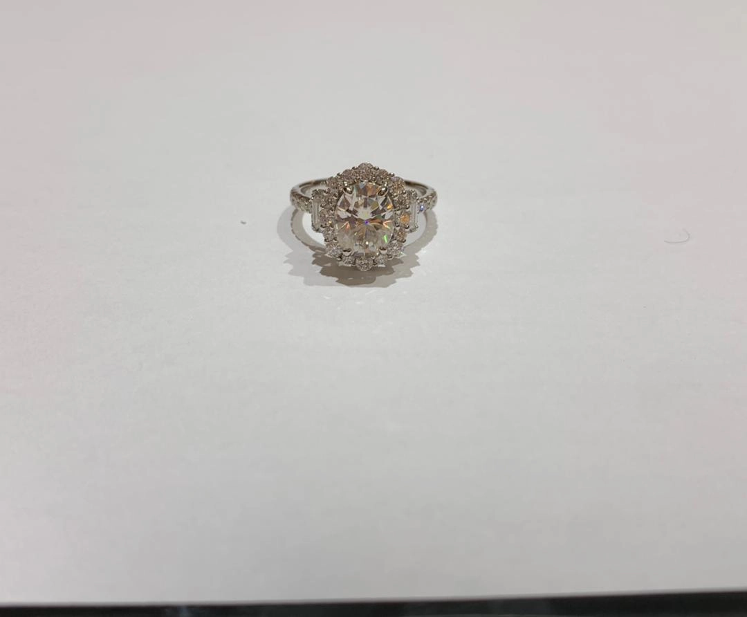 Empress Oval Cut Moissanite Engagement Ring in 18K Gold