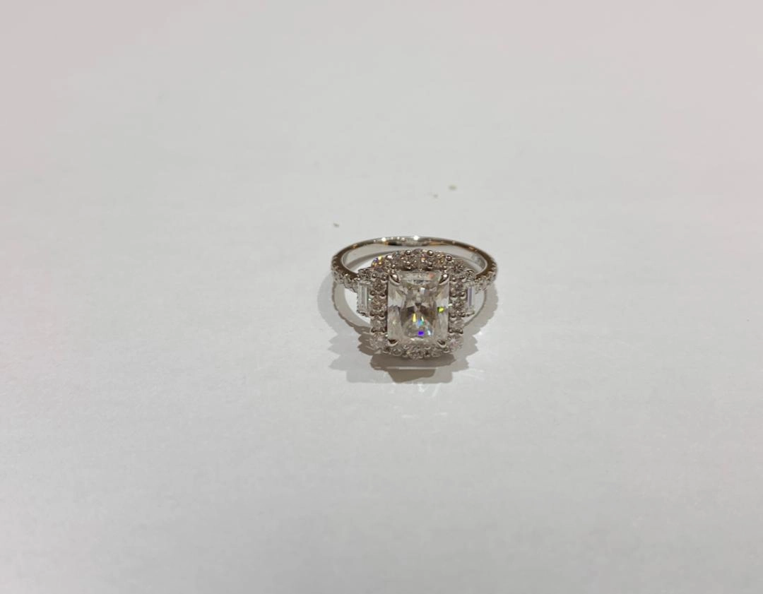 Empress Radiant Cut Moissanite Engagement Ring in 18K Gold