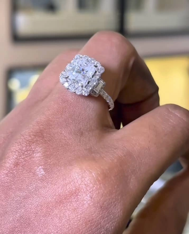 Empress Radiant Cut Moissanite Engagement Ring in 18K Gold