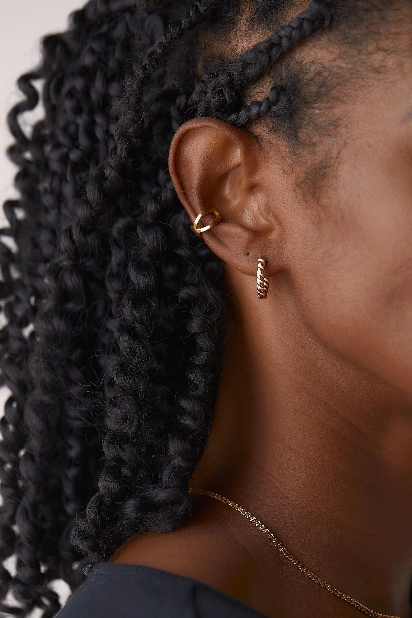 Gold Enamel Spiral Hoops