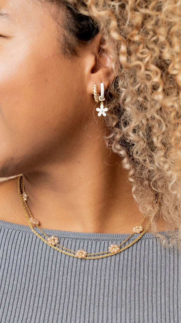 Gold Enamel Spiral Hoops