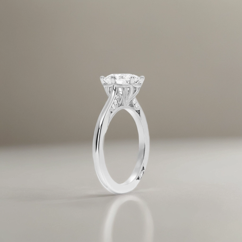 Goodness Cathedral Moissanite Engagement Ring in 18K Gold