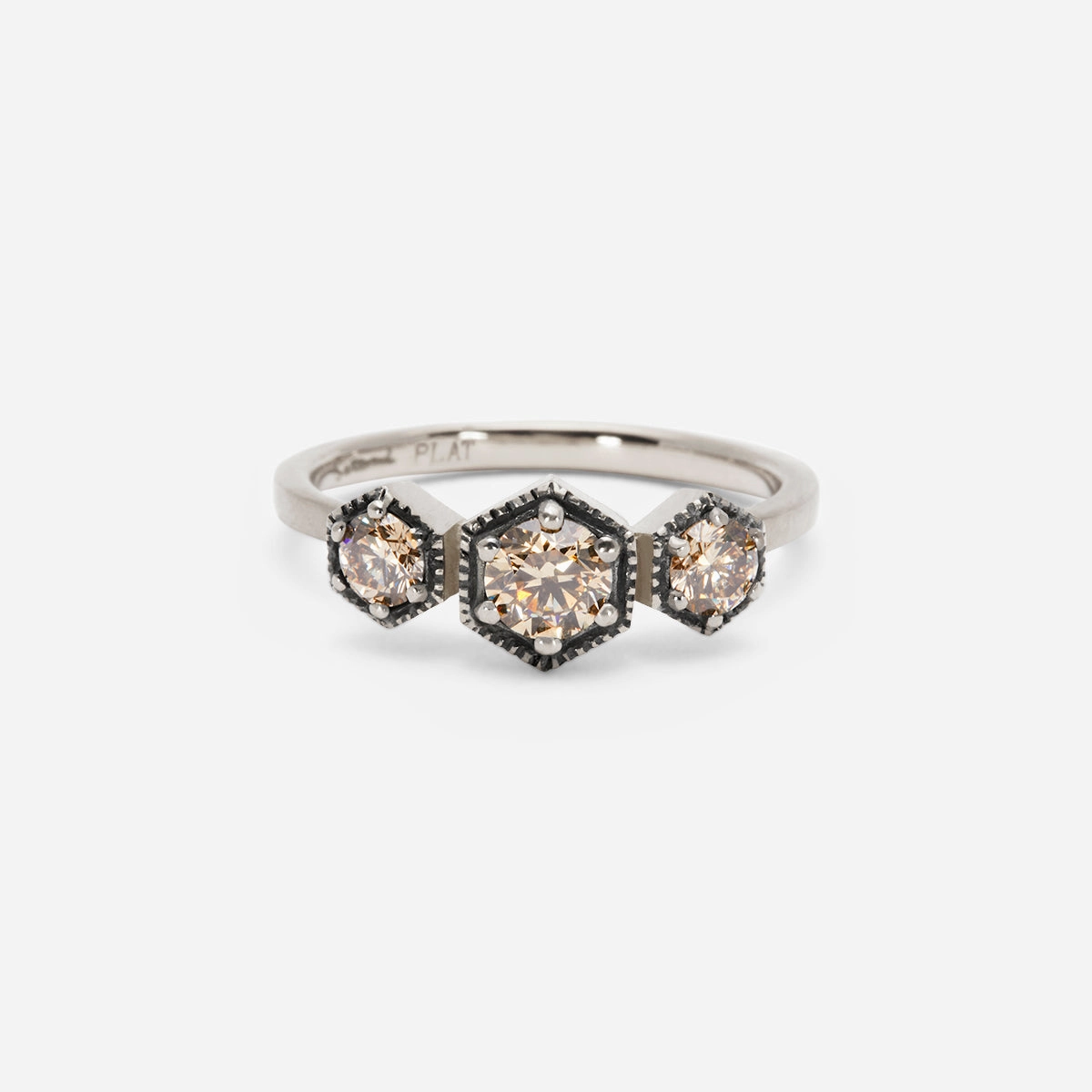 Grand Brown Diamond Triple Hexagon Ring | R8402BR