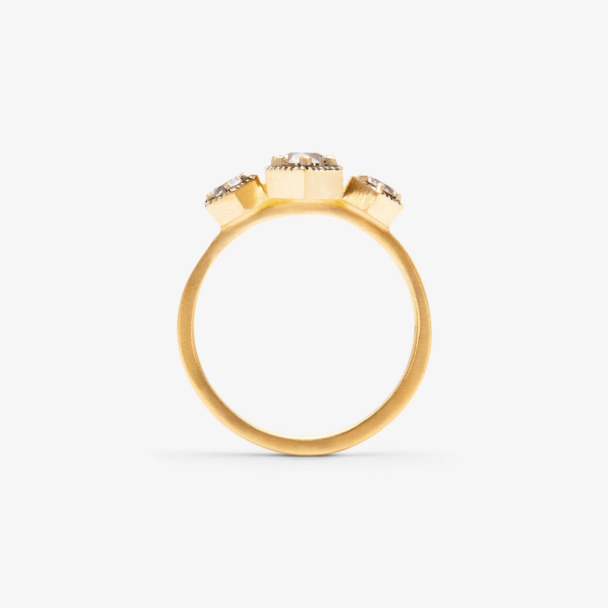 Grand Brown Diamond Triple Hexagon Ring | R8402BR