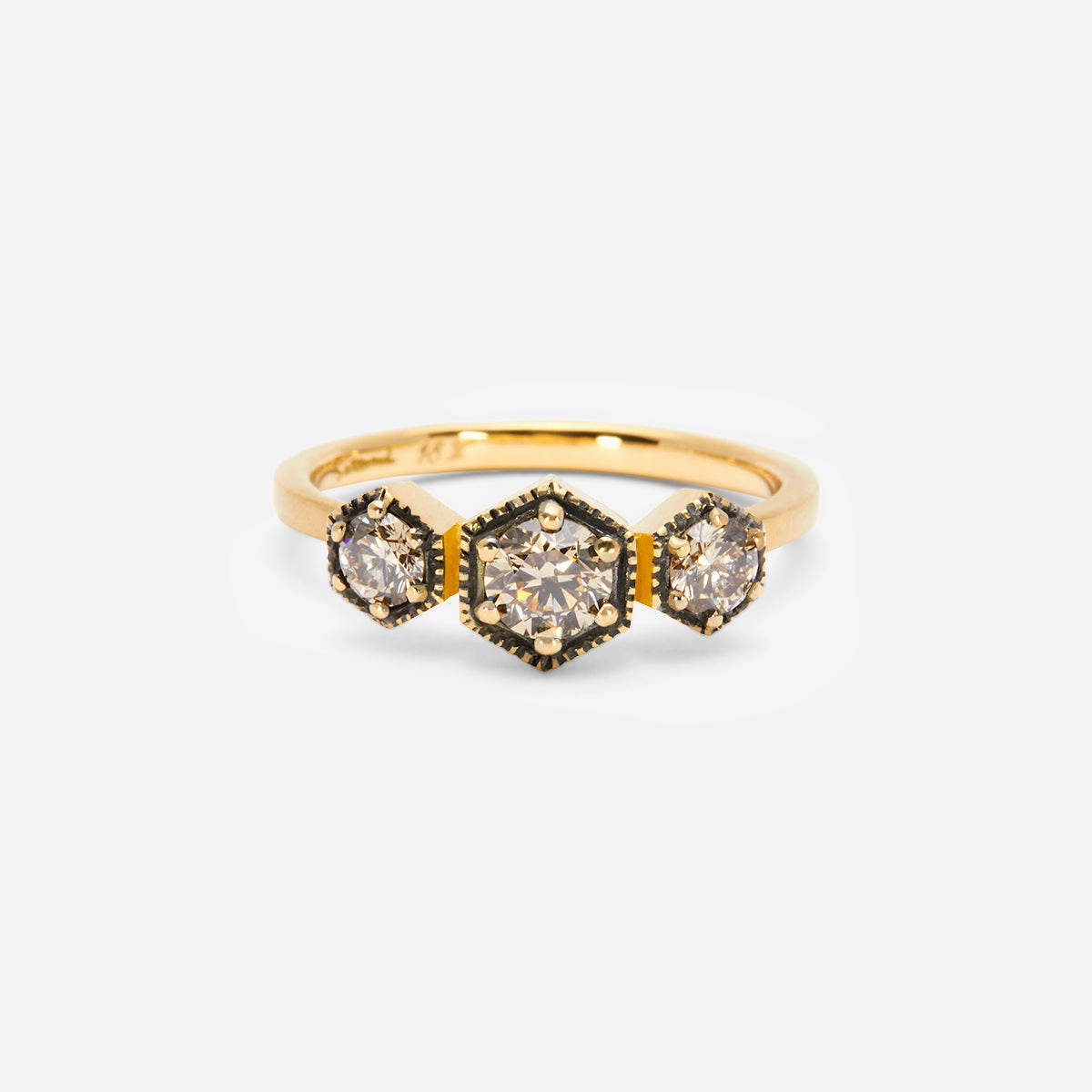 Grand Brown Diamond Triple Hexagon Ring | R8402BR
