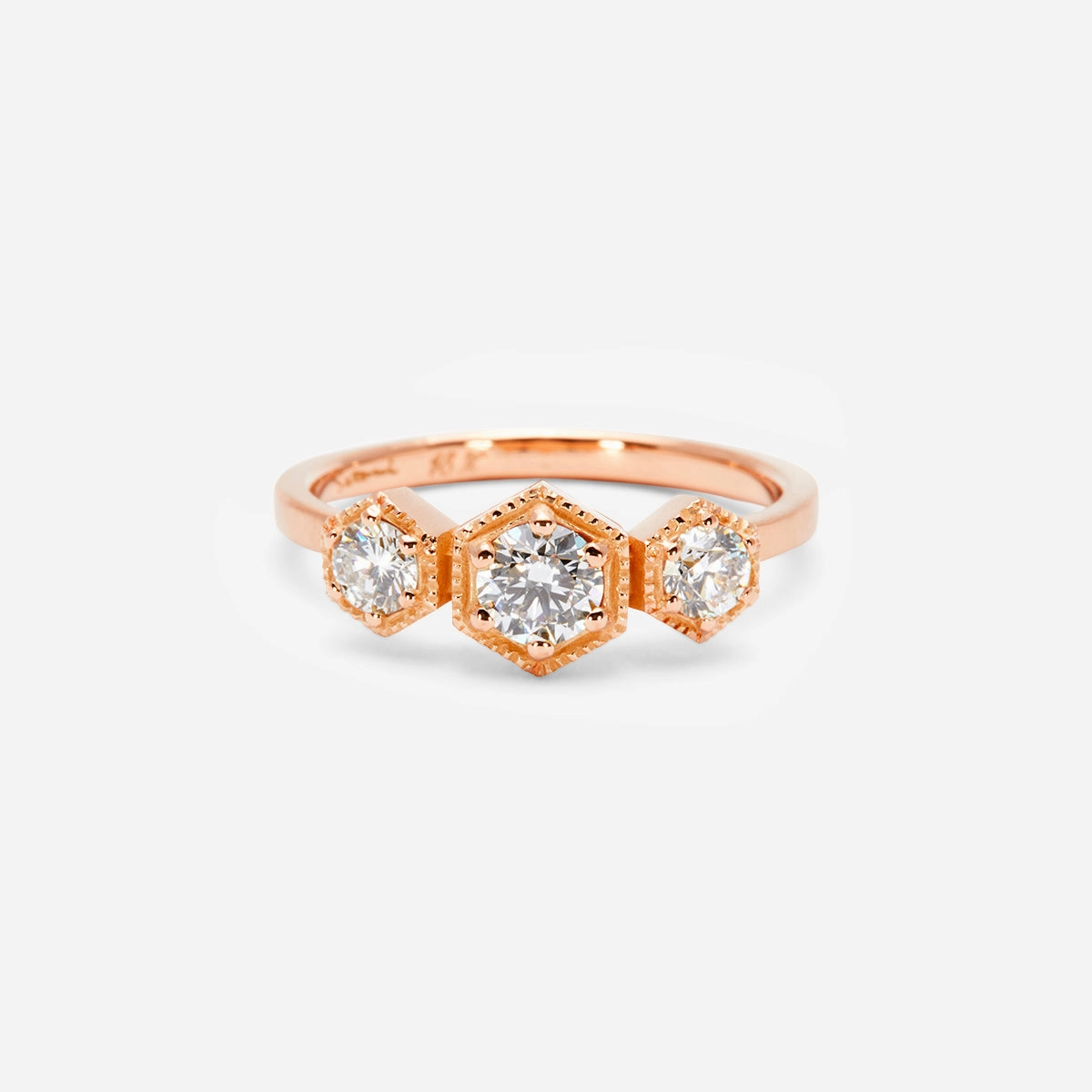 Grand White Diamond Triple Hexagon Ring | R8402W