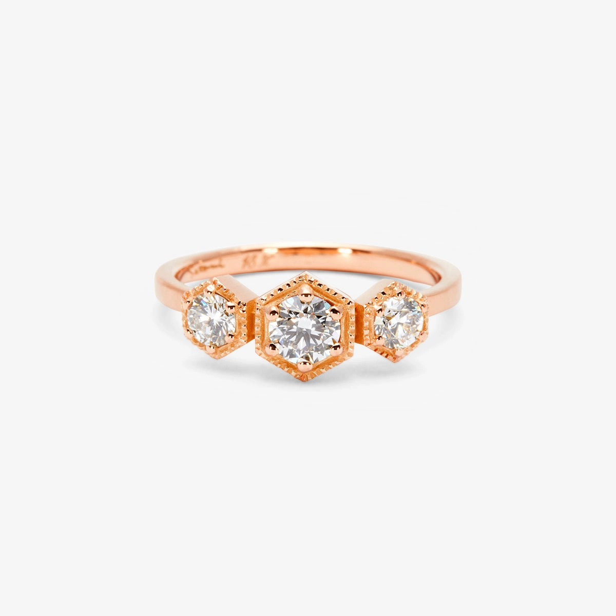 Grand White Diamond Triple Hexagon Ring | R8402W