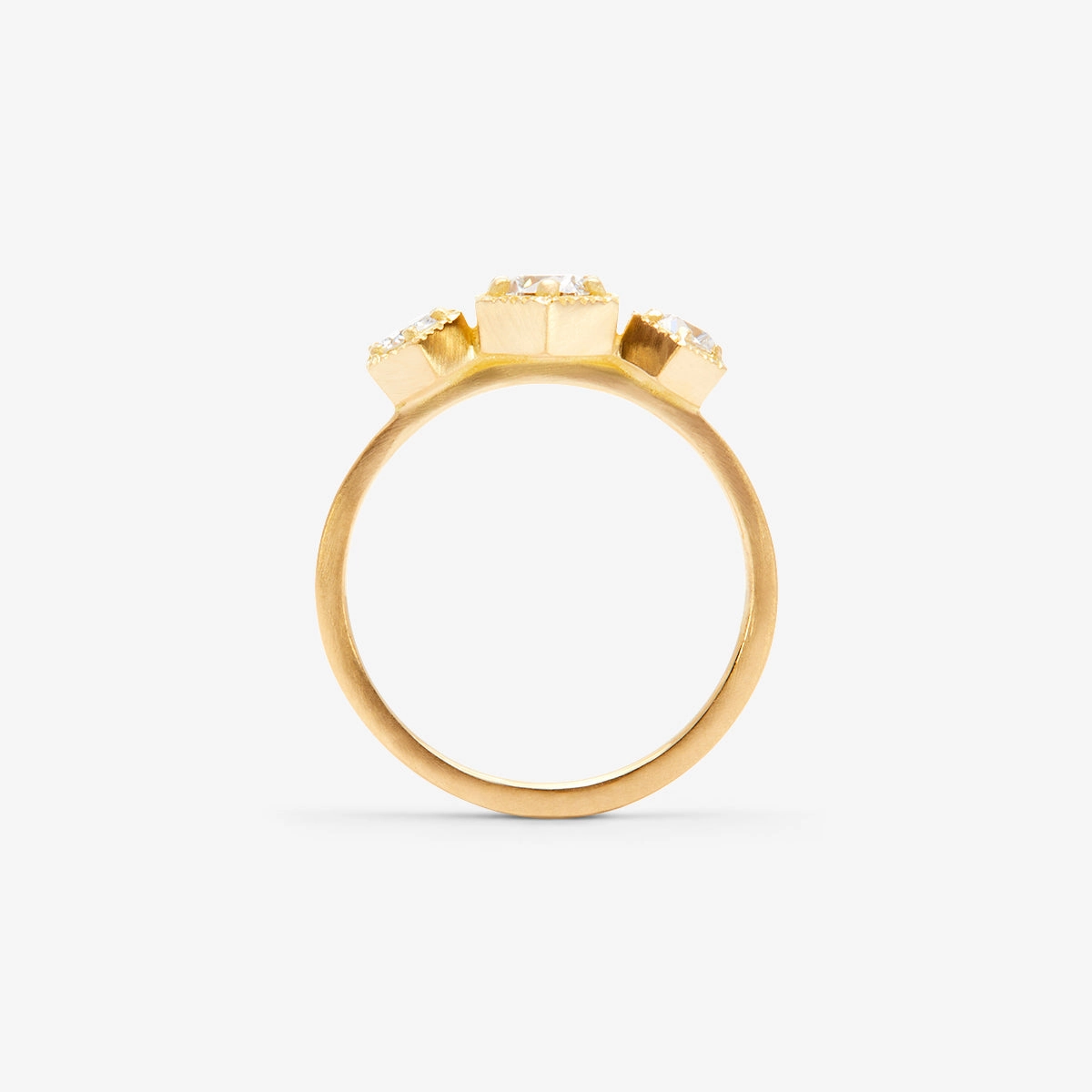 Grand White Diamond Triple Hexagon Ring | R8402W