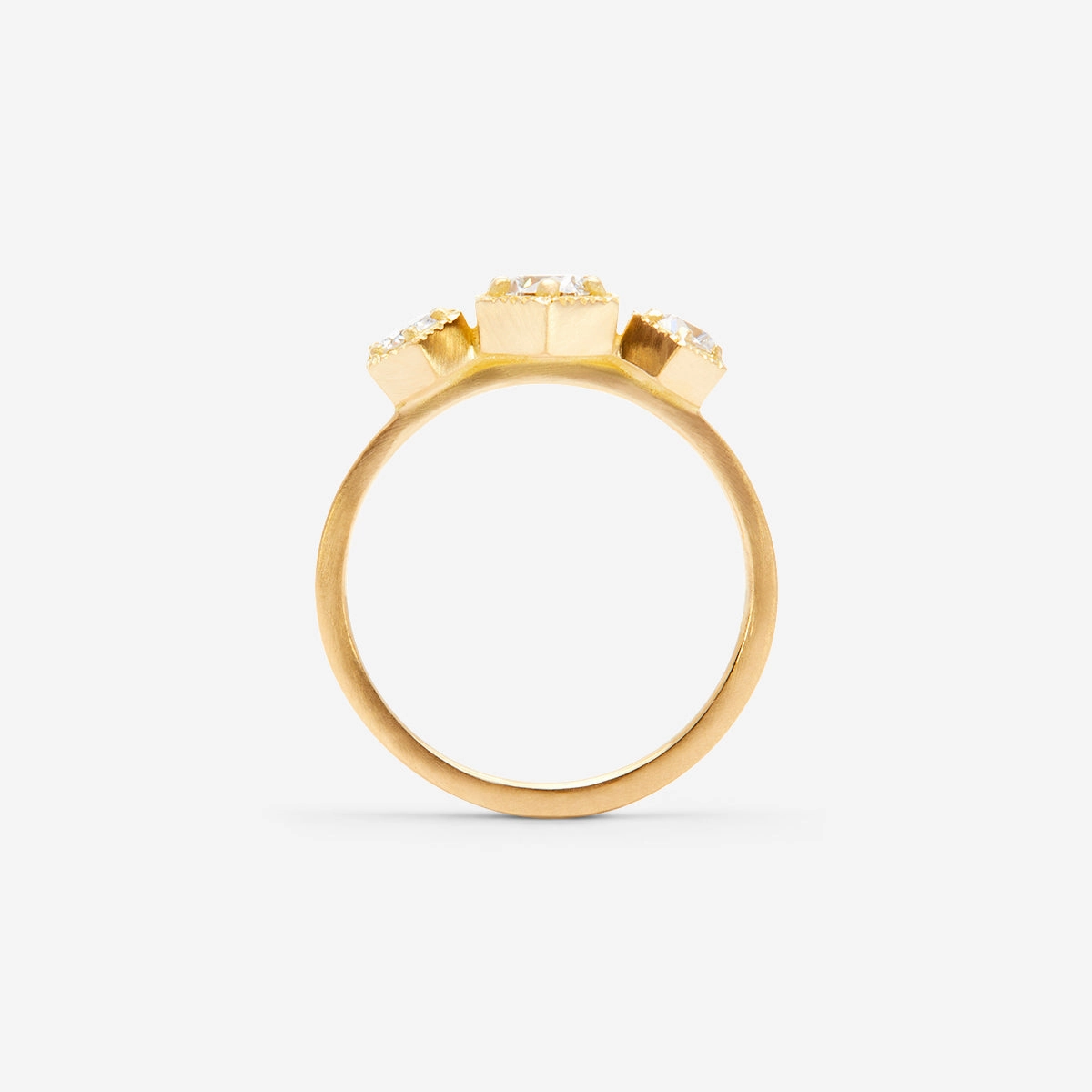 Grand White Diamond Triple Hexagon Ring | R8402W