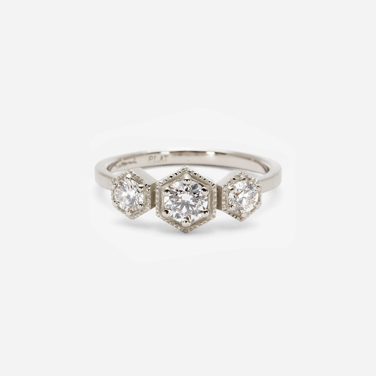 Grand White Diamond Triple Hexagon Ring | R8402W