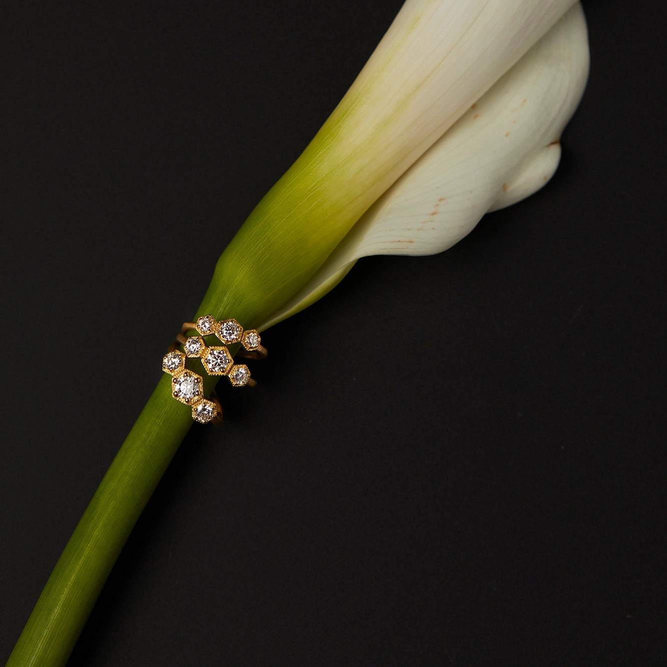 Grand White Diamond Triple Hexagon Ring | R8402W