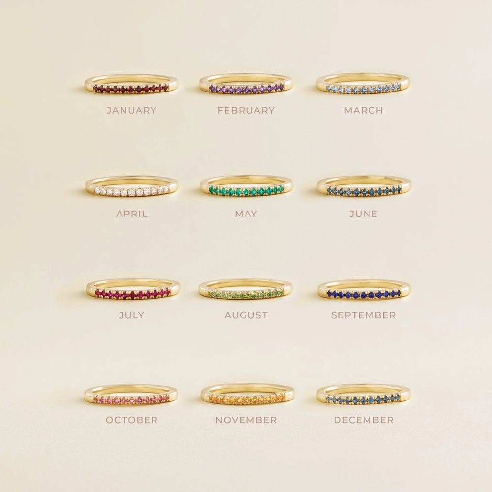 Half Round birthstone Band