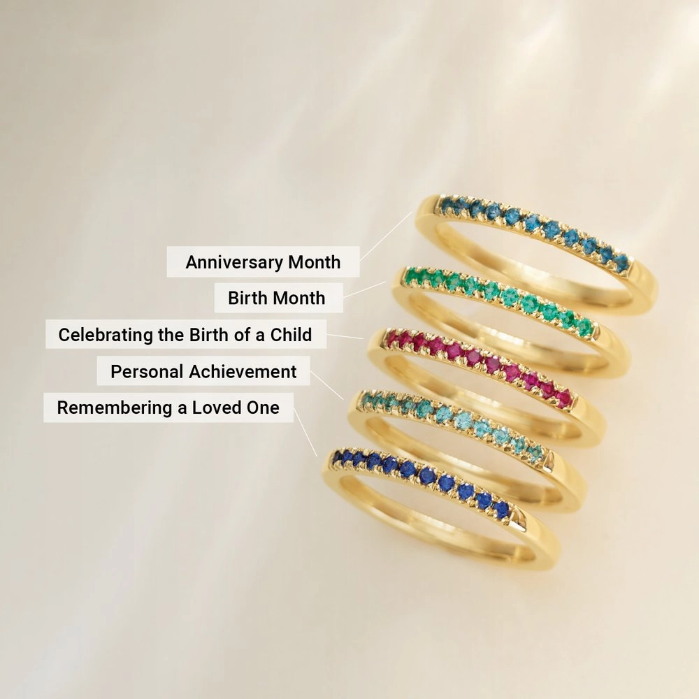Half Round birthstone Band