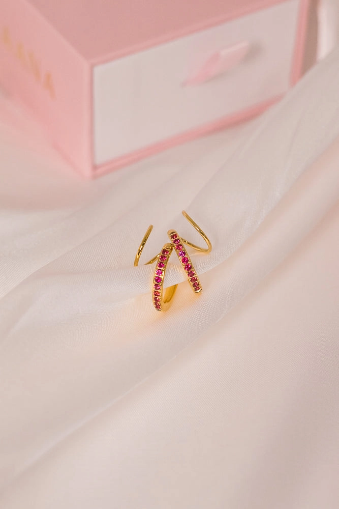 Hot Pink Diamond Double Twist Hoop