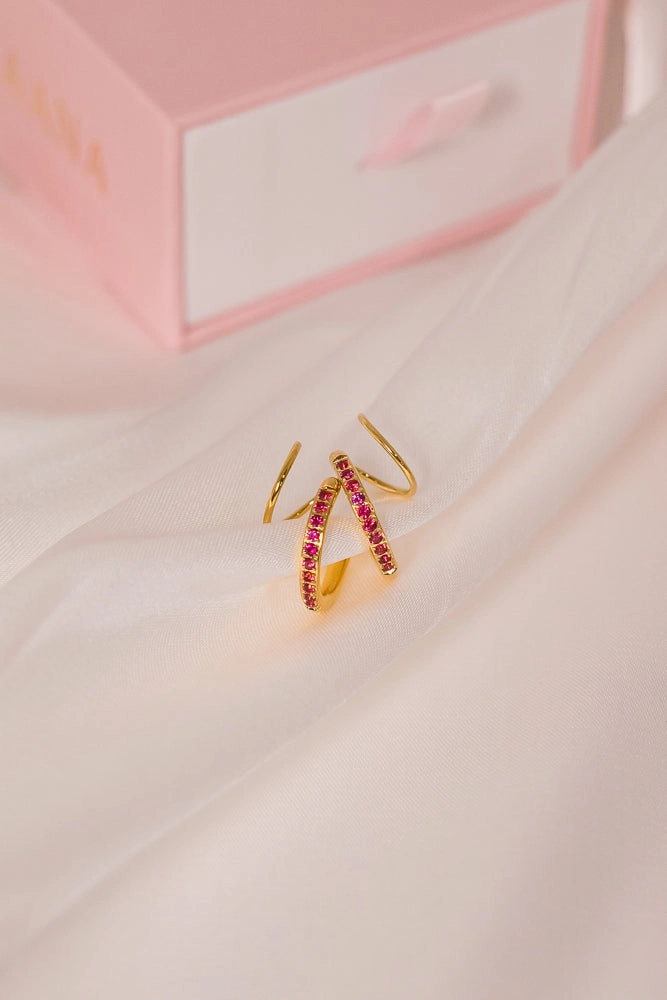 Hot Pink Diamond Double Twist Hoop