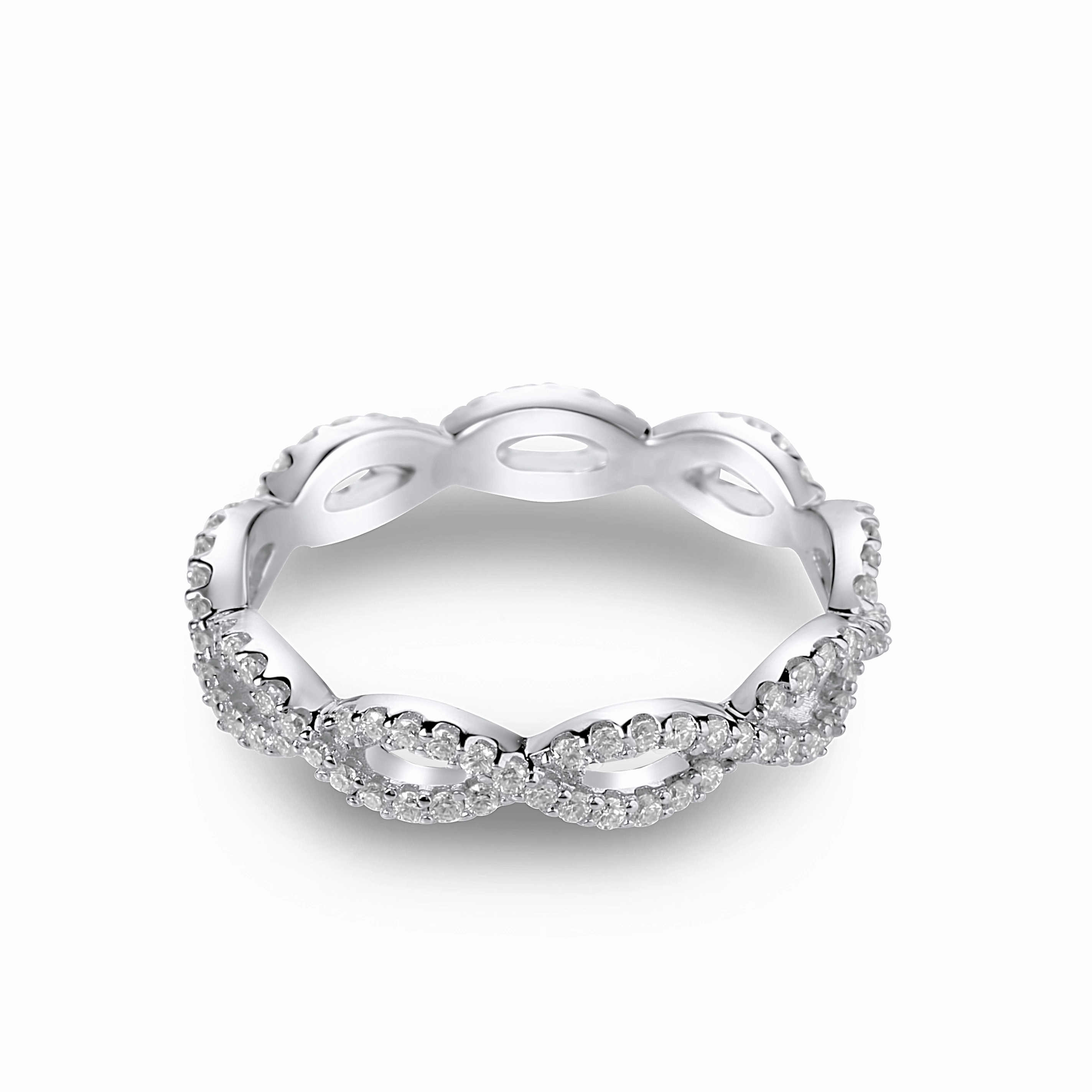 Infinity Moissanite Band in 925 Sterling Silver