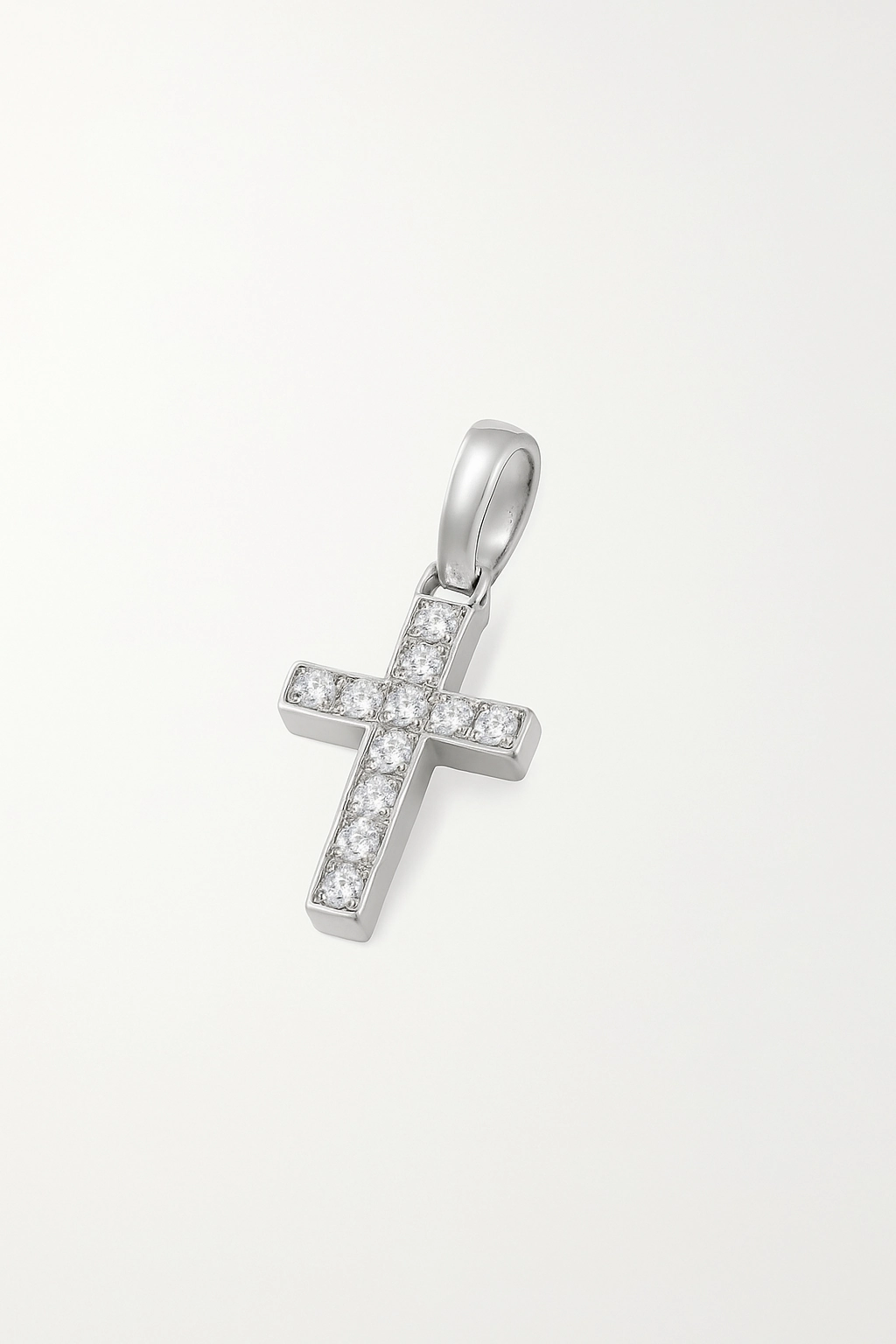 Island Moissanite Mini Cross Pendant in 925 sterling silver