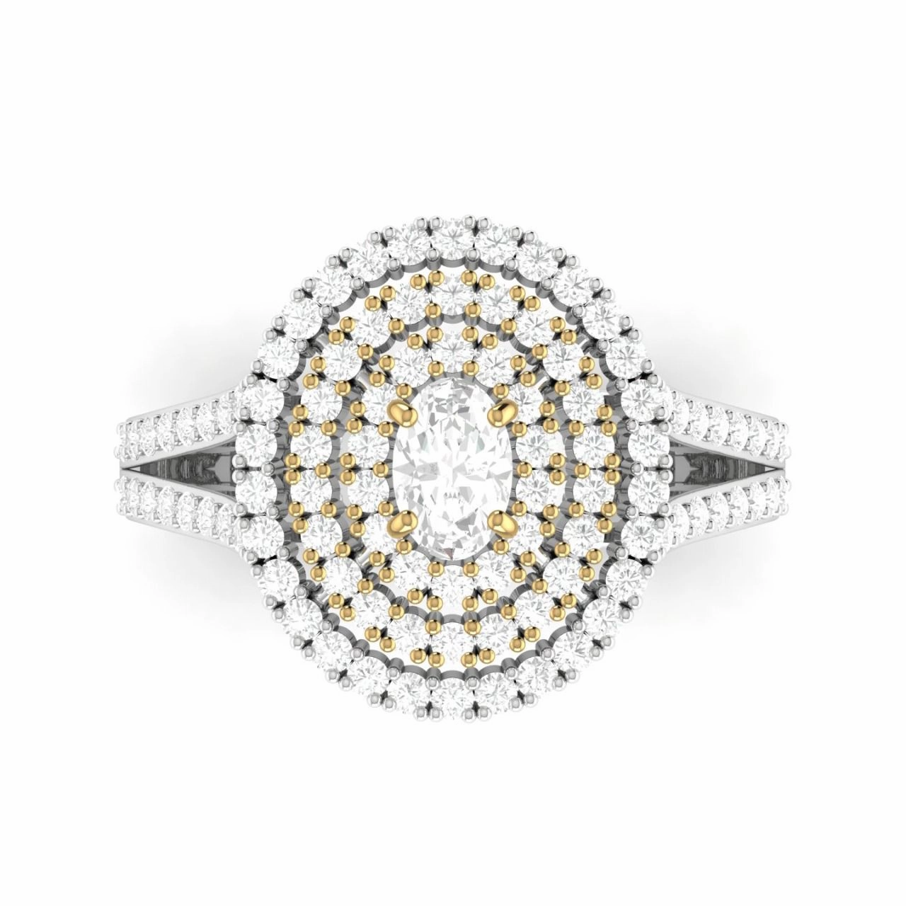 Jasmine Oval Cut Moissanite Engagement Ring in 18K Gold