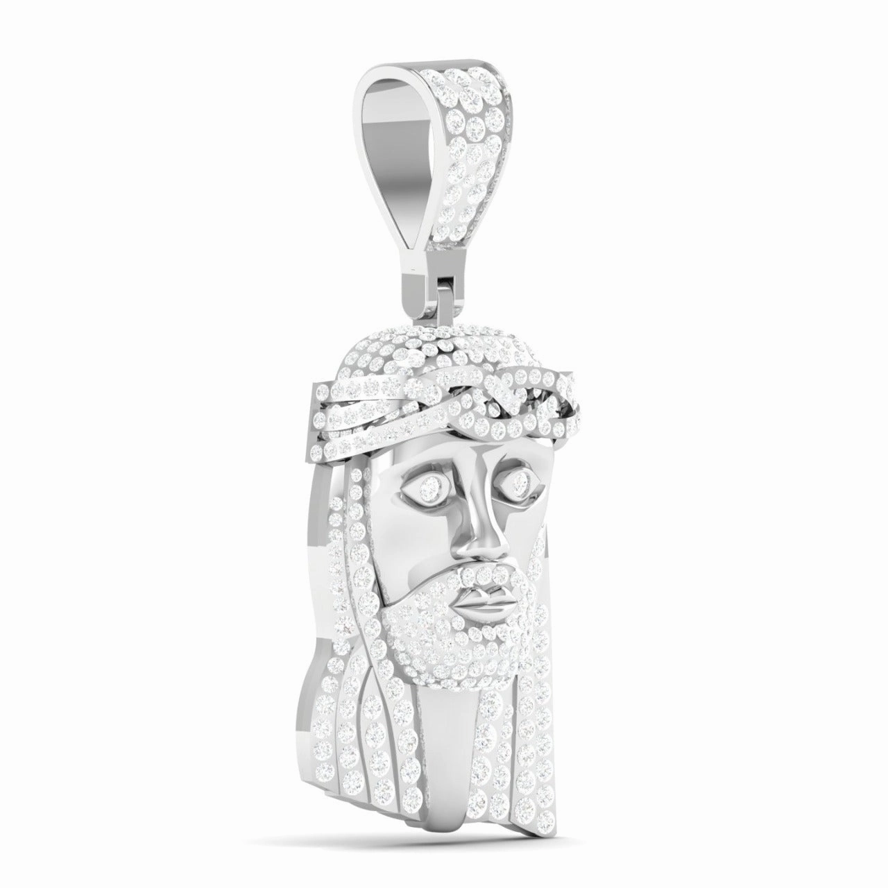 Jesus Moissanite Pendant in 925 Sterling Silver