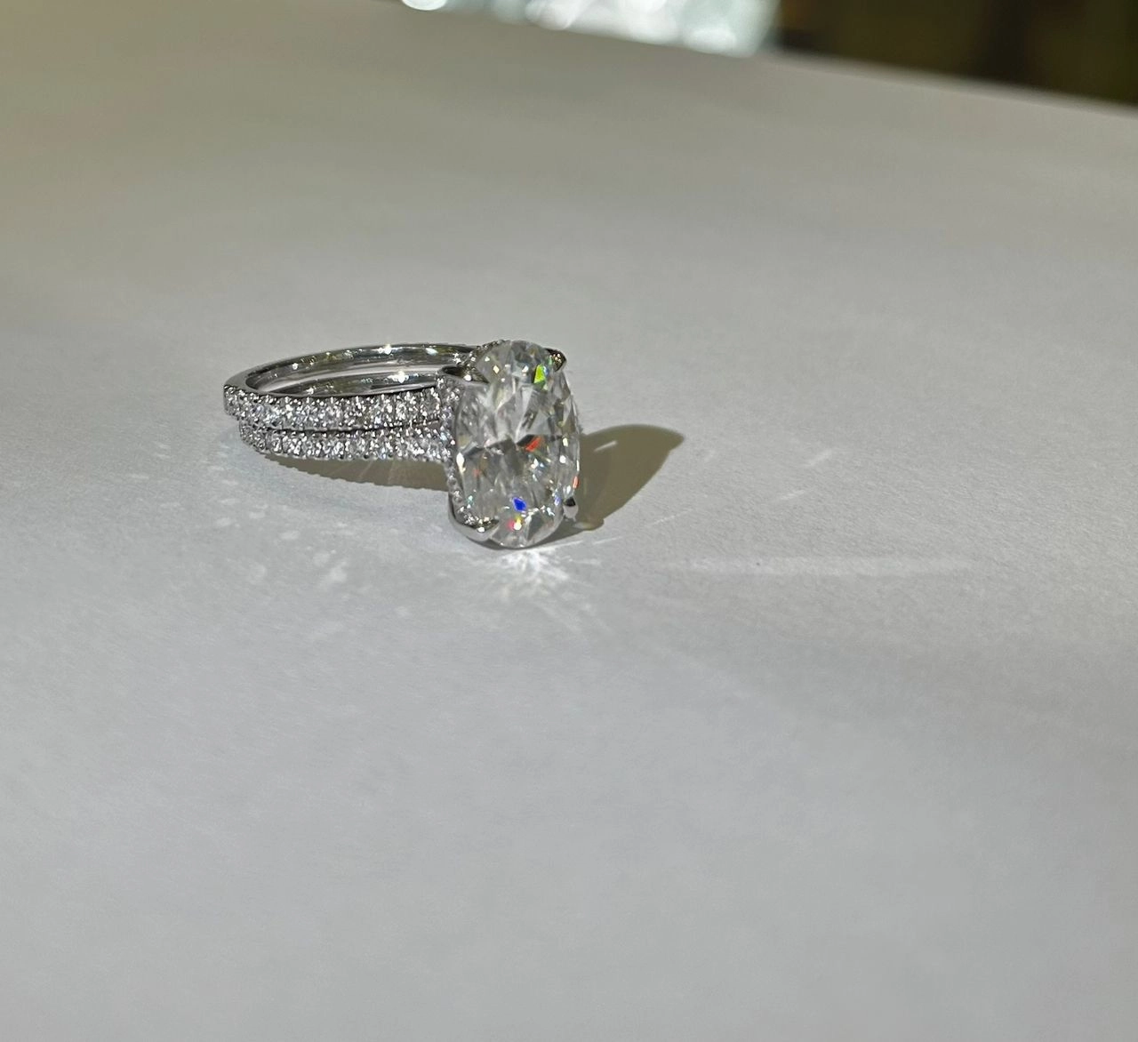 K Oval Cut 2.0 Moissanite & Diamond Bride Set in 18K Gold