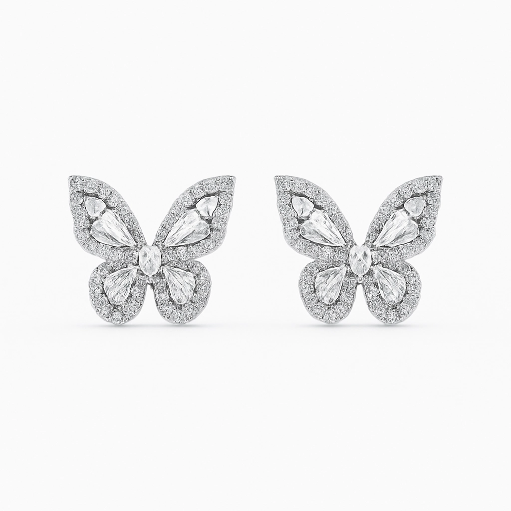 Katie Butterfly Moissanite Studs in 925 Sterling Silver