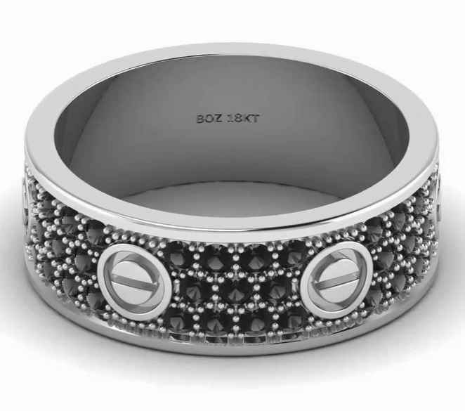 Love Inspired 6mm Black Diamond Band in 18K Gold