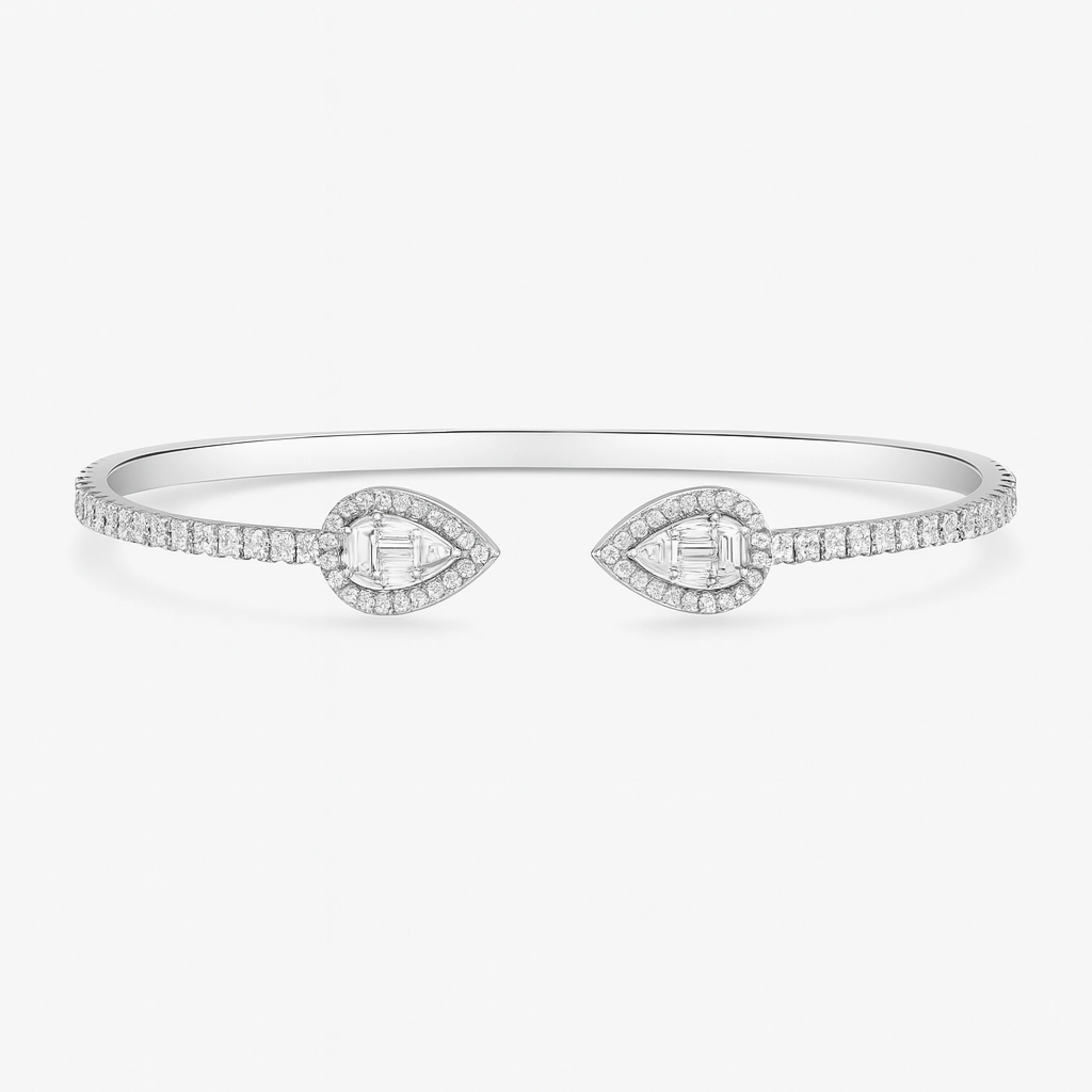 Mabel Moissanite Cuff Bracelet in 925 Sterling Silver
