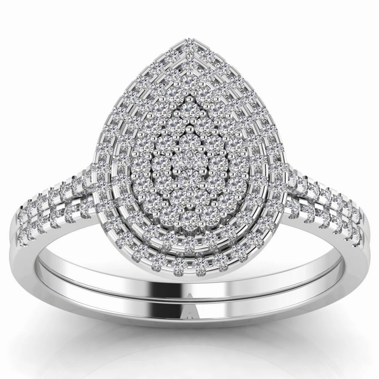 Mariam Pear Cut Natural Diamond Cluster Bride Set in 18K Gold