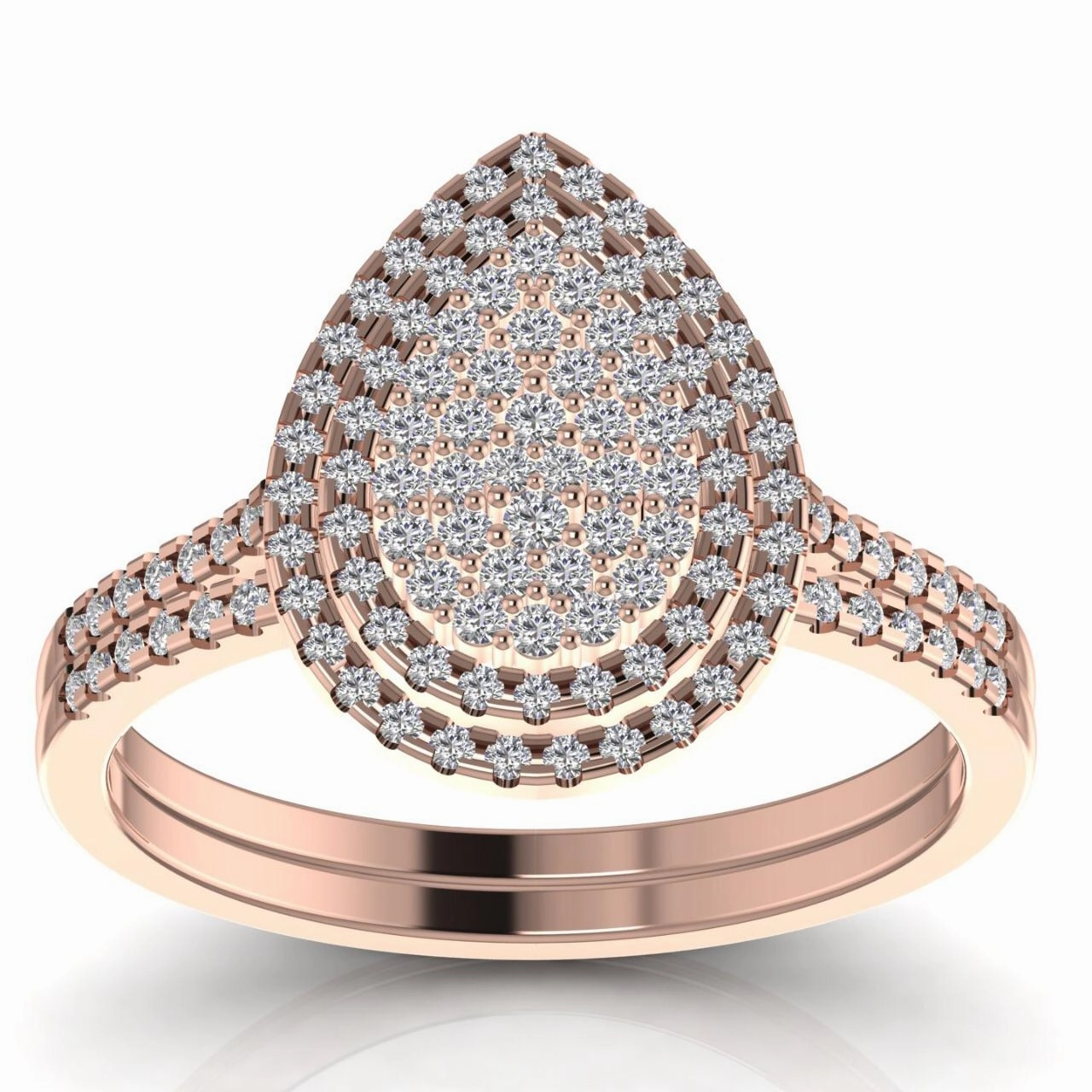 Mariam Pear Cut Natural Diamond Cluster Bride Set in 18K Gold
